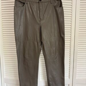 Abercrombie & Fitch Leather Pants in Taupe